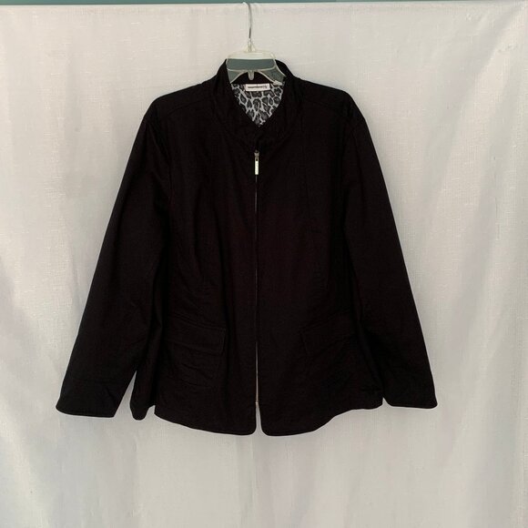 SUSAN GRAVER Cotton Twill Zip Front Jacket - Picture 1 of 5
